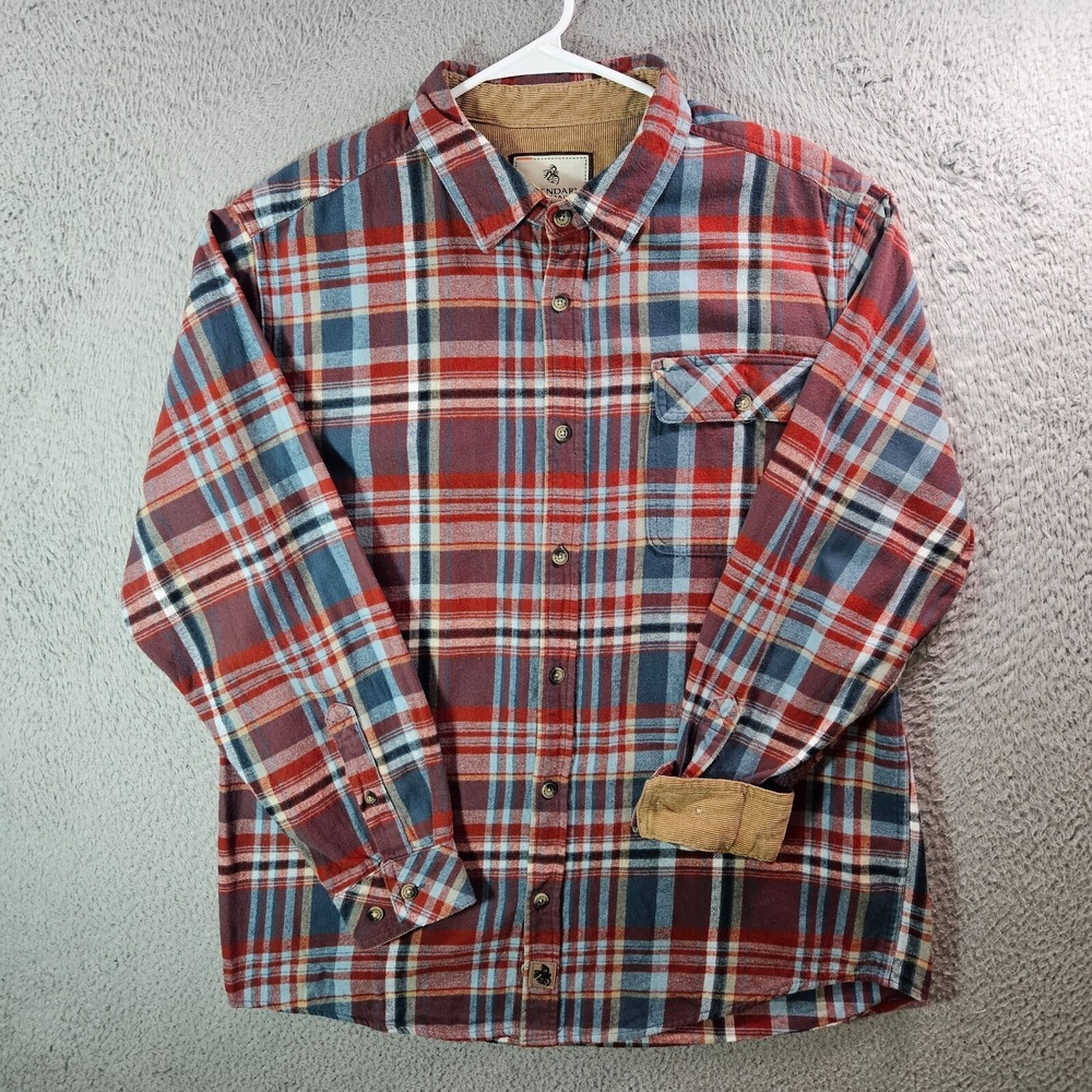 Legendary Whitetails Buck Camp Shirt Men Large Flip Cuff Long Sleeve Red Plaid